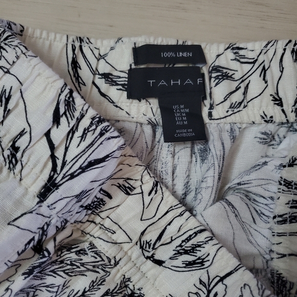 Tahari Black and White Linen Pants. NWOT. - Picture 2 of 6